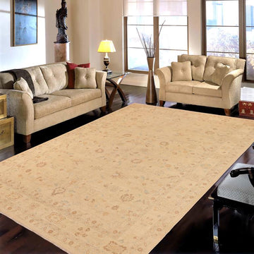 handmade Traditional Kafkaz Chobi Ziegler Tan Brown Hand Knotted RECTANGLE 100% WOOL area rug 10 x 14